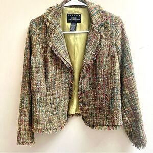 B Moss multicolored blazer with crystal buttons Sz 2